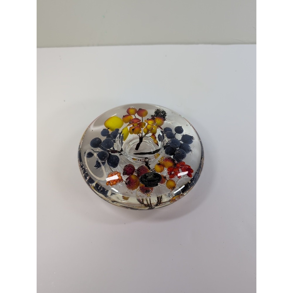 Gilde Dreamlight Germany Clear Lucite Votive Candle Tea Light Holder Fall Fruit